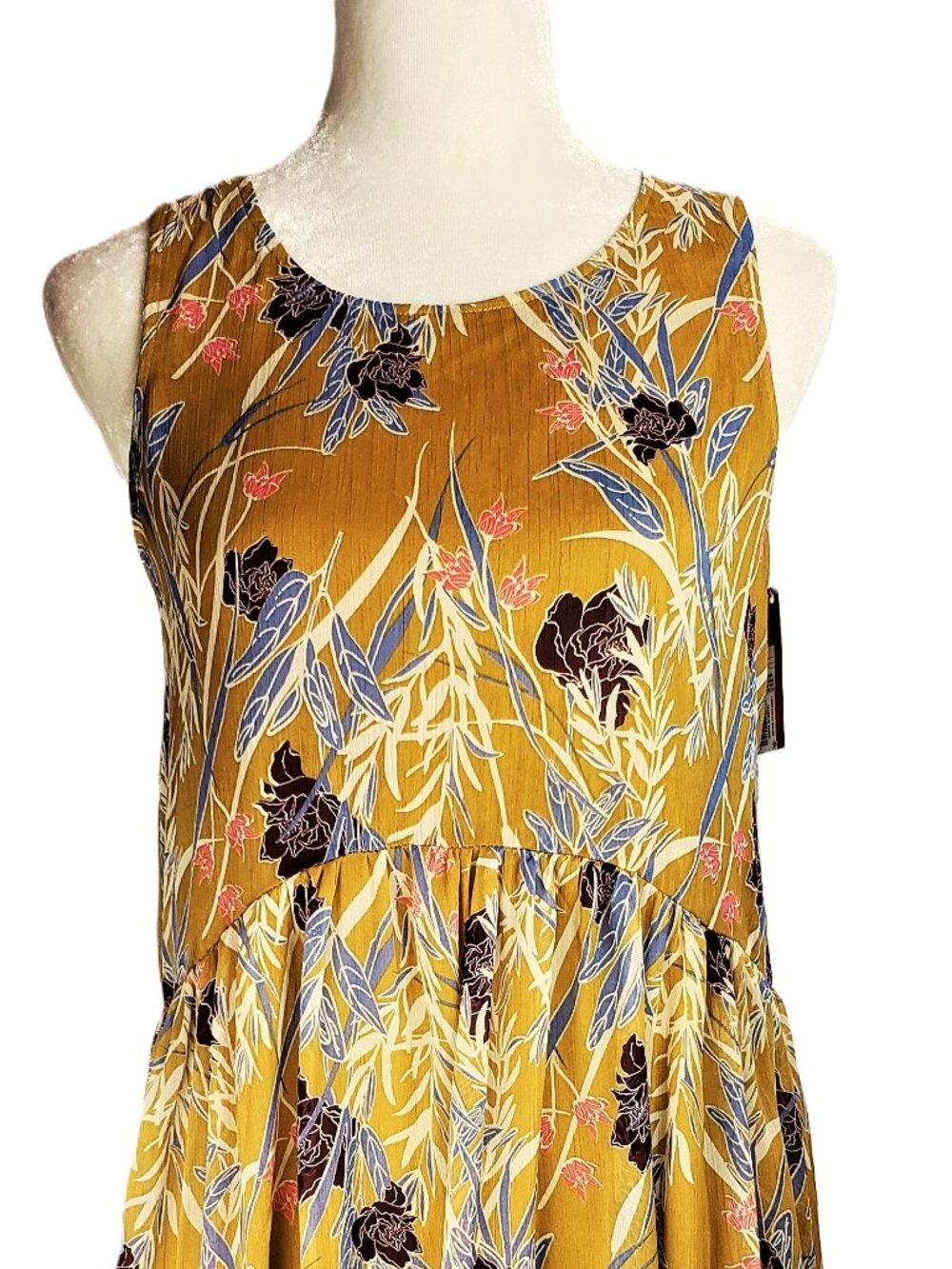 NWT Xhilaration Sleeveless Babydoll Mini Dress Juniors Medium Dijon Lined Floral